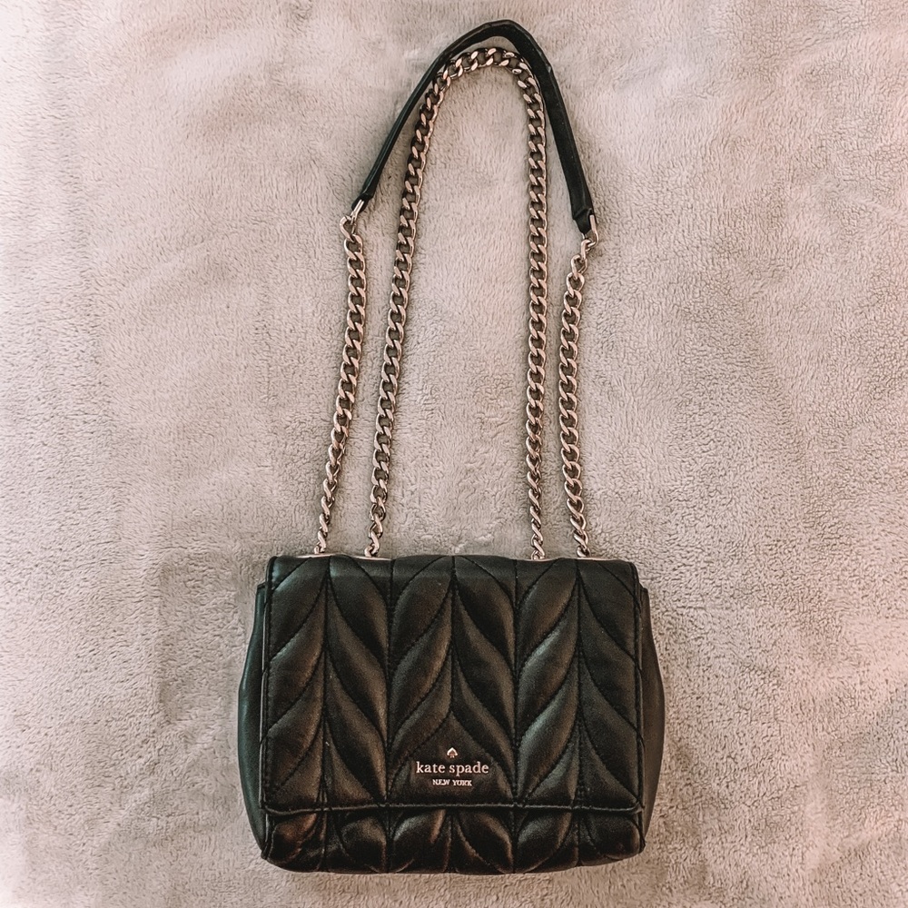 Quilted black Kate spade chain link crossbody